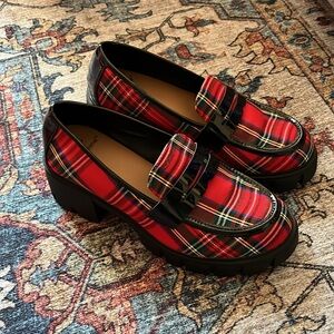 Betsey Johnson X Torrid Creeper Loafers Red Plaid Chunky Limited Edition 10WW.